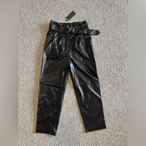 Women’s Black Faux Leather Pants with Adjustable Belt!